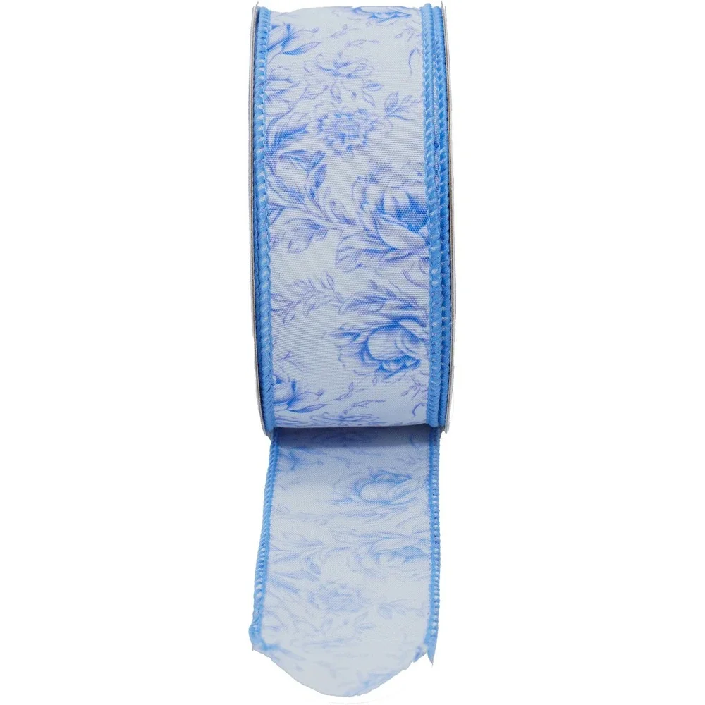 My‎ Texas House Blue Floral Ribbon 18ft Toile Americana Decor